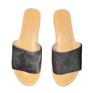 Coconuts by Matisse Black Cow Hair Slide Sandals Size 8 Womens